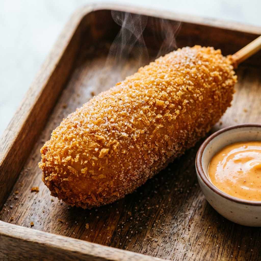 FRESH BOBA signature Korean corn dogs with cheese pull